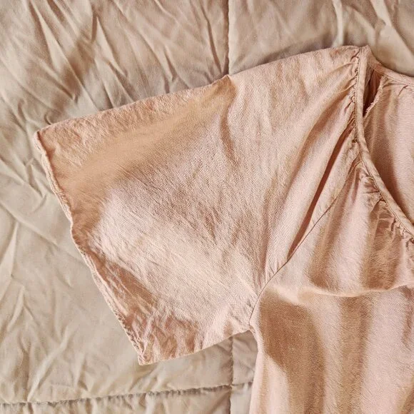 Madewell Lorelei linen blush pink boho tiered mini dress - Picture 9 of 11